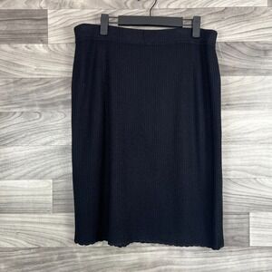 St. John Basics Straight Pencil Skirt Womens 12 Black Knit Elastic Waist Pull On
